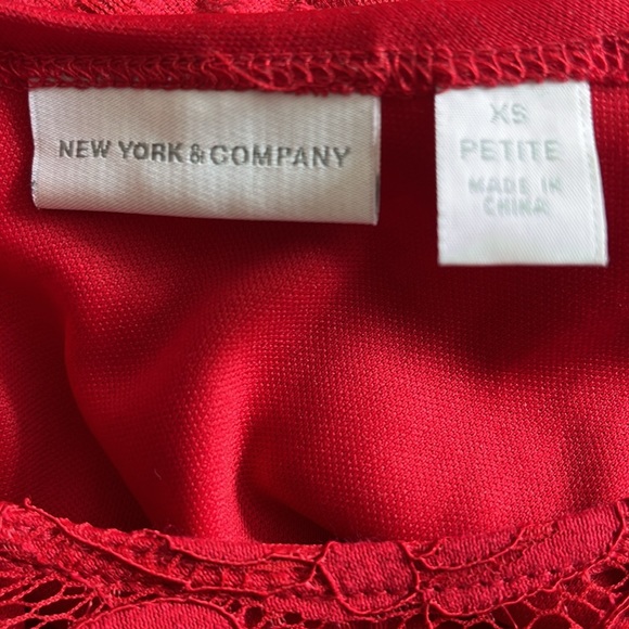 NY & Co Red Lace Cocktail Dress with Bell Sleeves - Picture 8 of 8